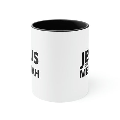 Two-tone Accent Ceramic Mug 11oz Jesus One Messiah Illustration - Decorative