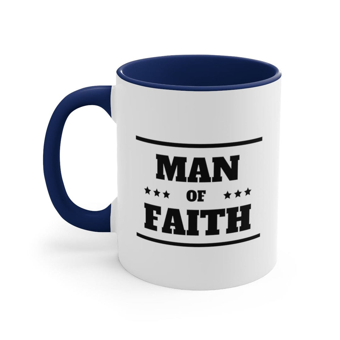 Two-tone Accent Ceramic Mug 11oz Man Of Faith Illustration - Decorative