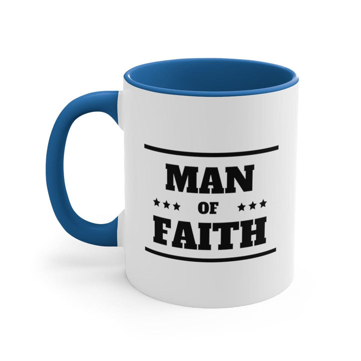 Two-tone Accent Ceramic Mug 11oz Man Of Faith Illustration - Decorative