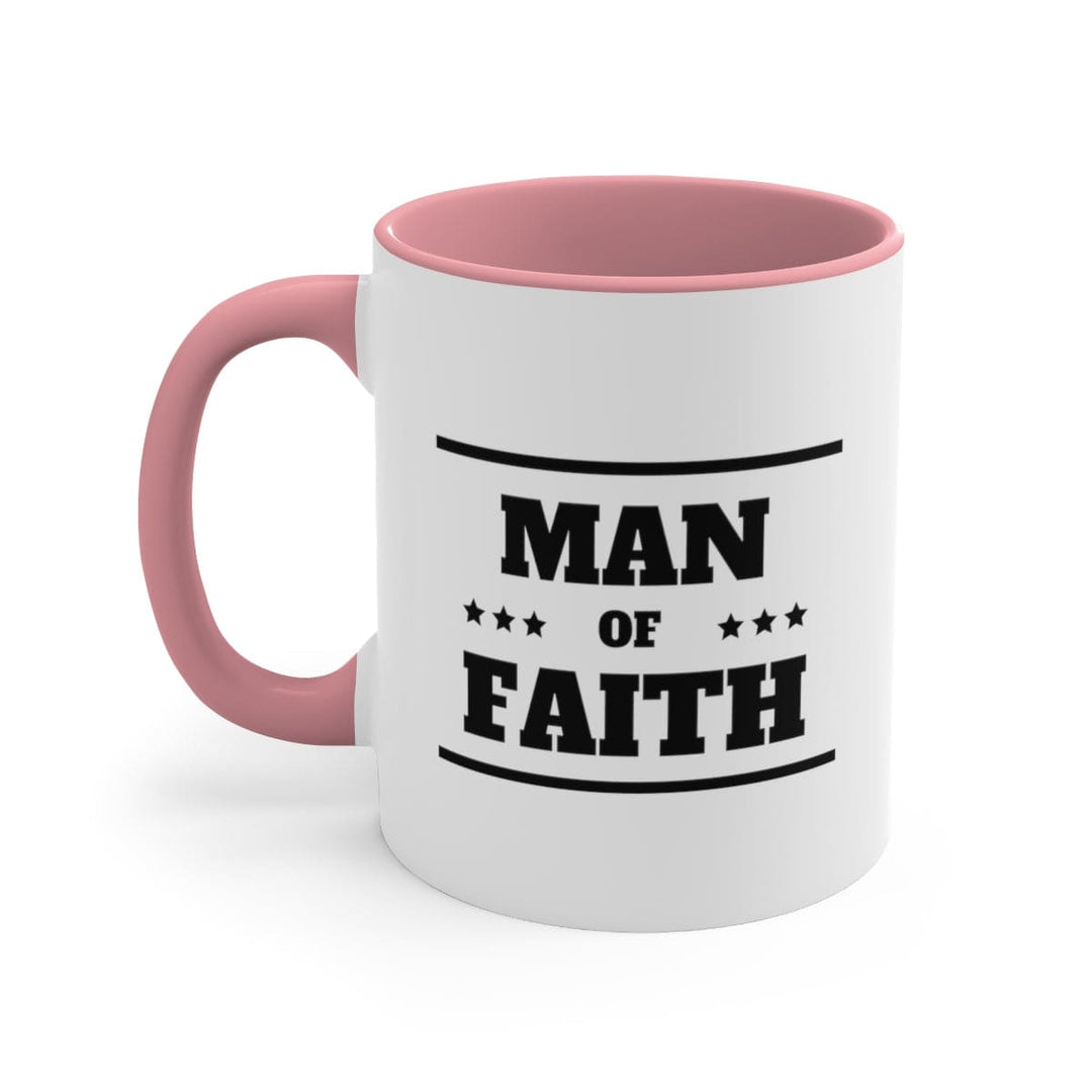 Two-tone Accent Ceramic Mug 11oz Man Of Faith Illustration - Decorative