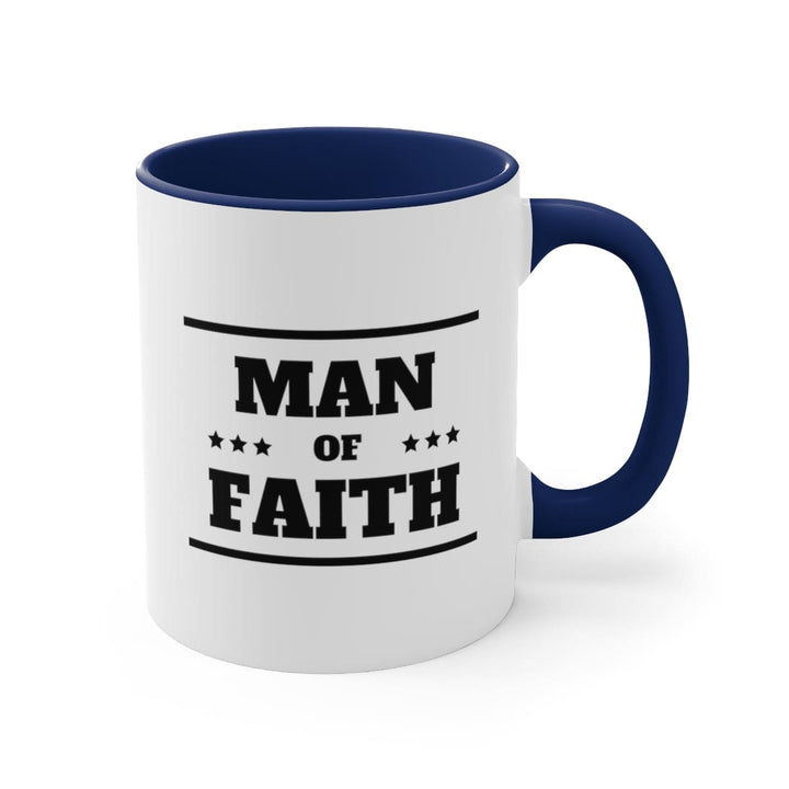 Two-tone Accent Ceramic Mug 11oz Man Of Faith Illustration - Decorative