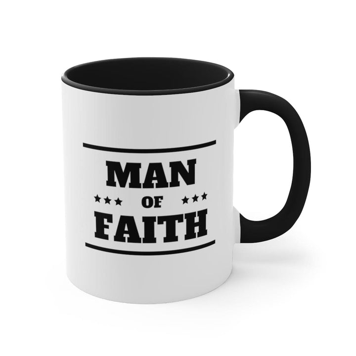 Two-tone Accent Ceramic Mug 11oz Man Of Faith Illustration - Decorative