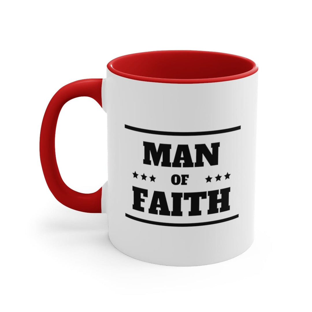 Two-tone Accent Ceramic Mug 11oz Man Of Faith Illustration - Decorative