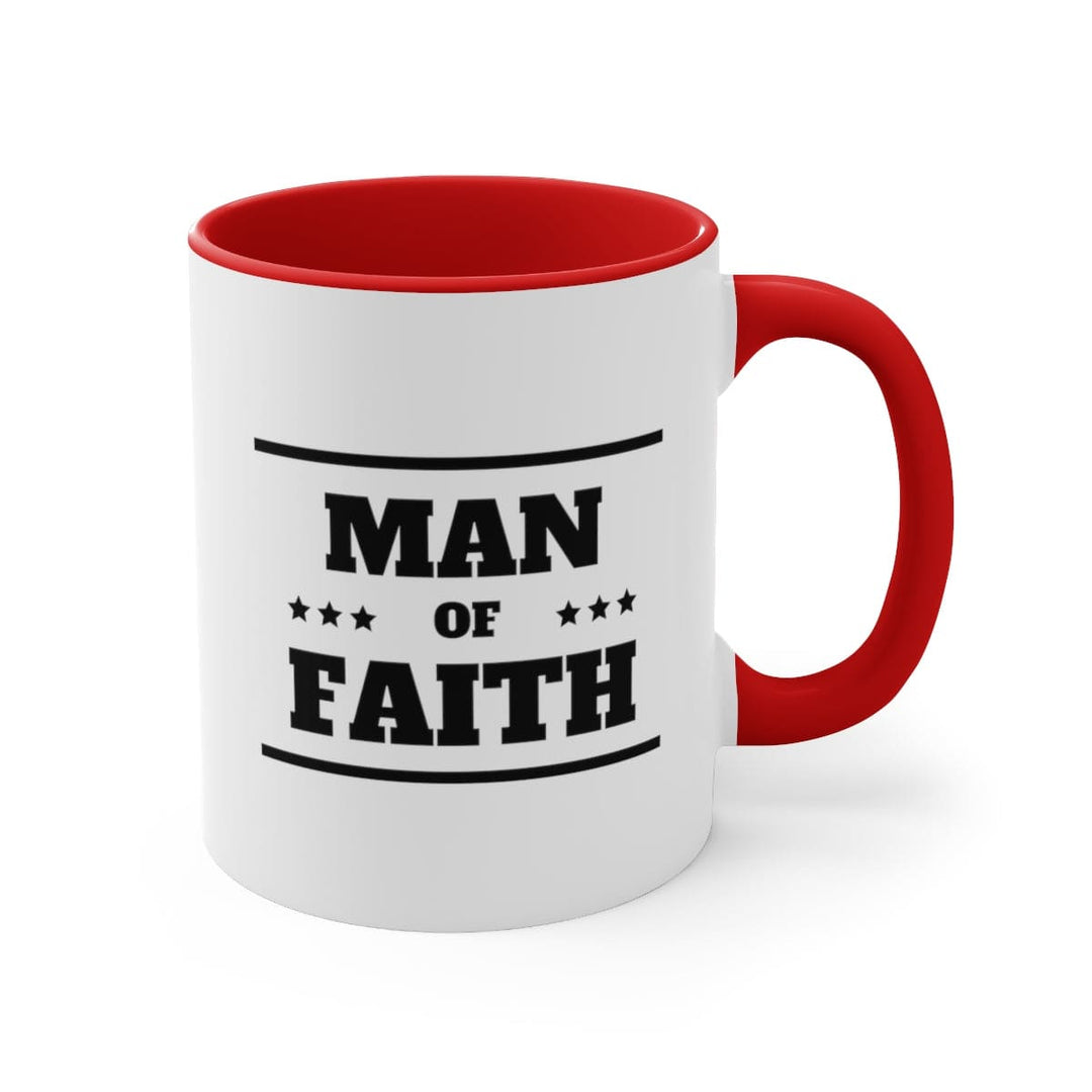 Two-tone Accent Ceramic Mug 11oz Man Of Faith Illustration - Decorative