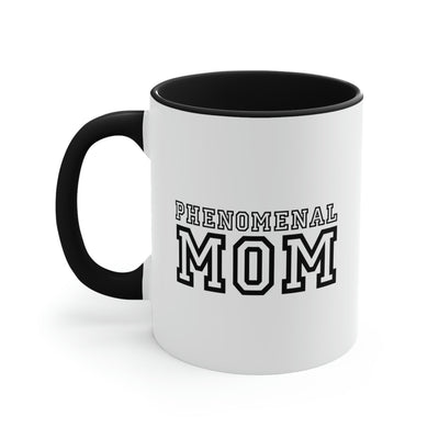 Two-tone Accent Ceramic Mug 11oz Phenomenal Mom Illustration - Decorative