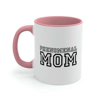 Two-tone Accent Ceramic Mug 11oz Phenomenal Mom Illustration - Decorative