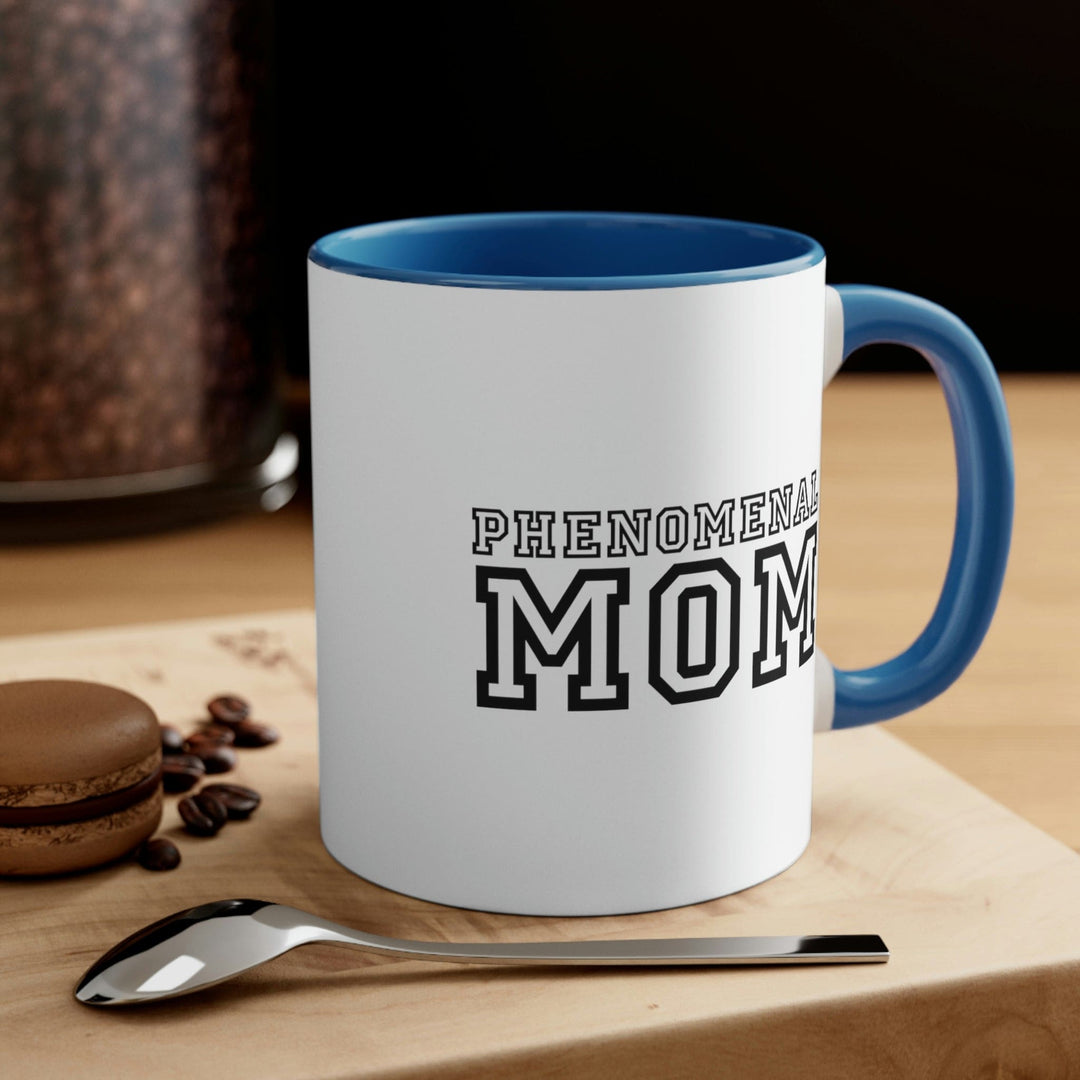 Two-tone Accent Ceramic Mug 11oz Phenomenal Mom Illustration - Decorative