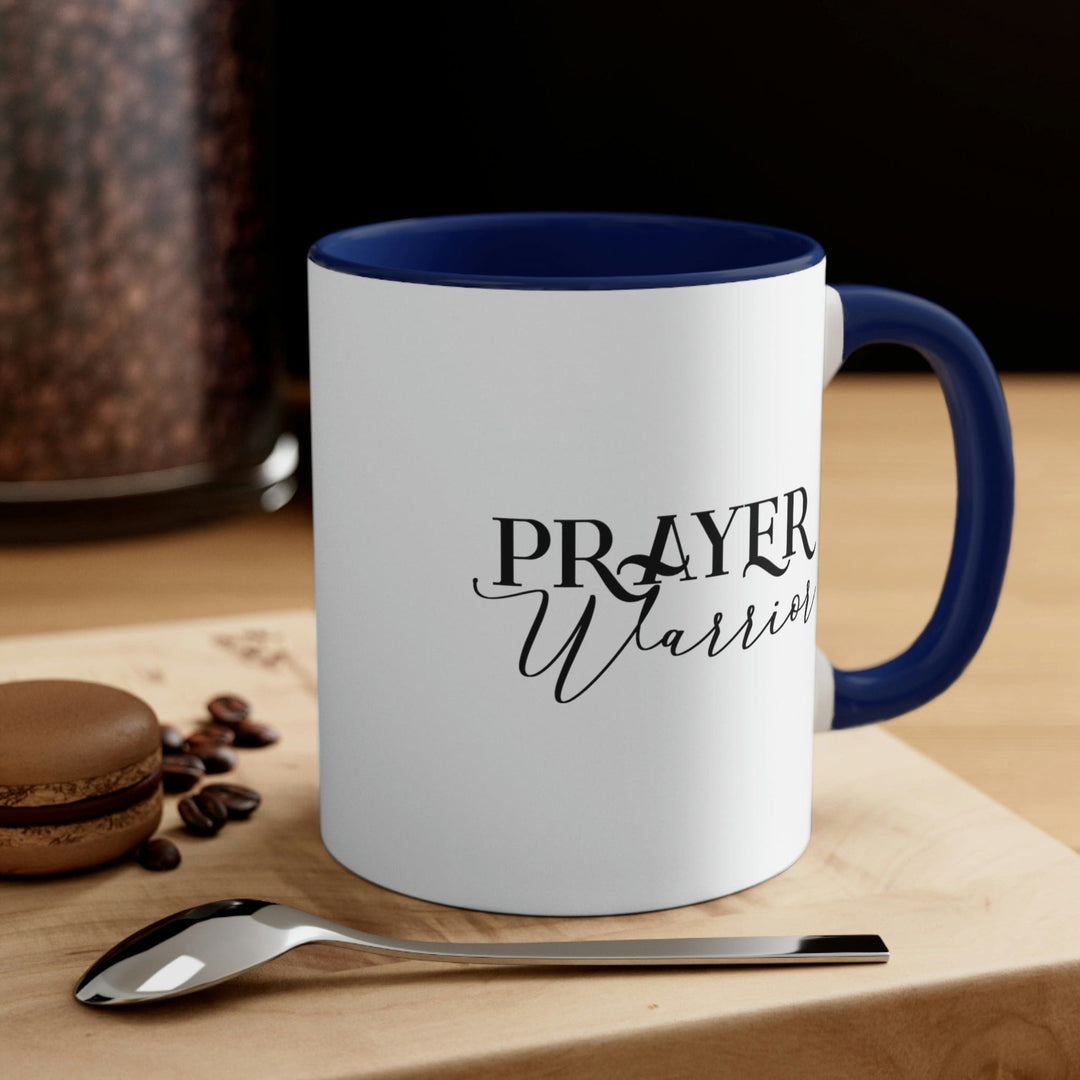 Two-tone Accent Ceramic Mug 11oz Prayer Warrior Illustration - Decorative