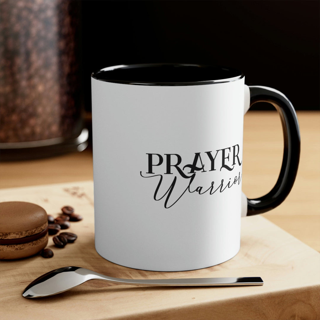 Two-tone Accent Ceramic Mug 11oz Prayer Warrior Illustration - Decorative