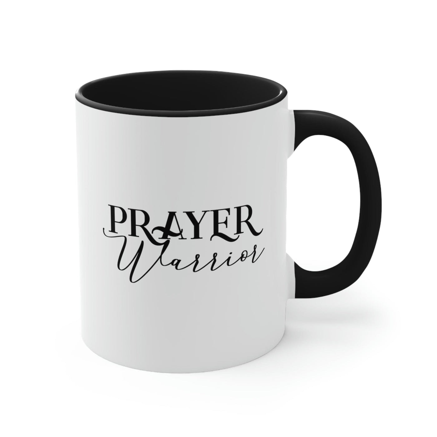 Two-tone Accent Ceramic Mug 11oz Prayer Warrior Illustration - Decorative