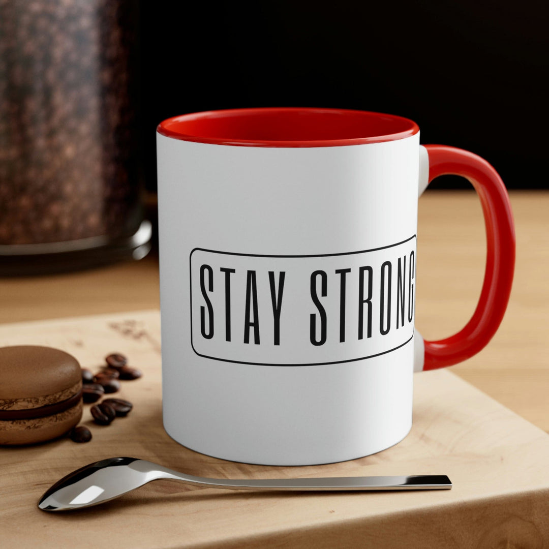 Two-tone Accent Ceramic Mug 11oz - Stay Strong Illustration