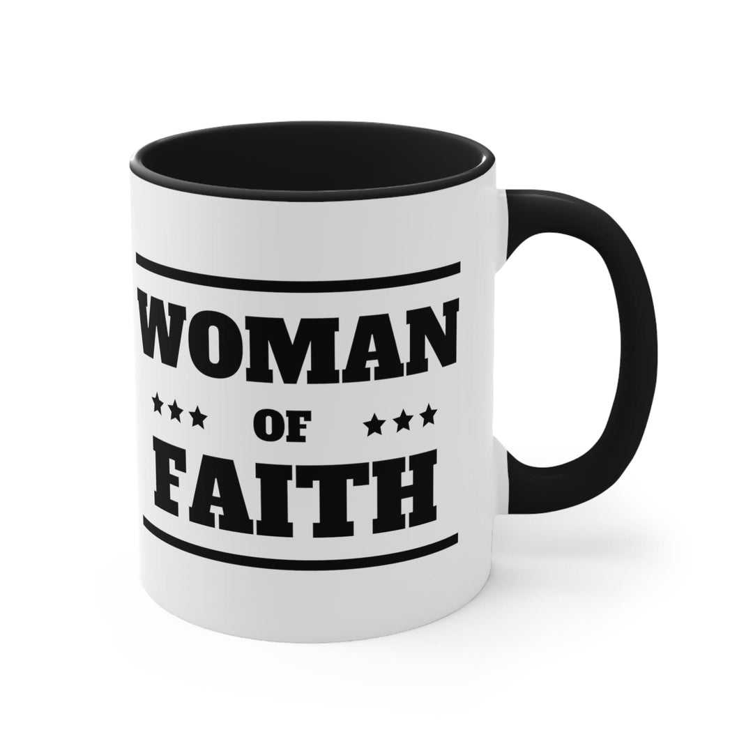 Two-tone Accent Ceramic Mug 11oz Woman of Faith Illustration - Decorative