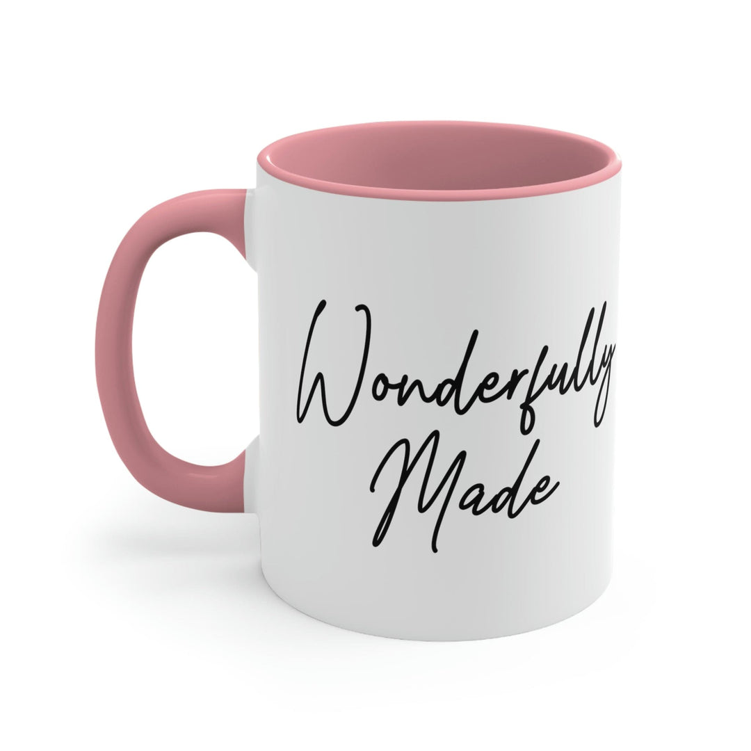 Two-tone Accent Ceramic Mug 11oz Wonderfully Made Black Affirmation Inspiration