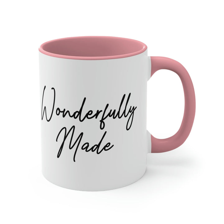 Two-tone Accent Ceramic Mug 11oz Wonderfully Made Black Affirmation Inspiration