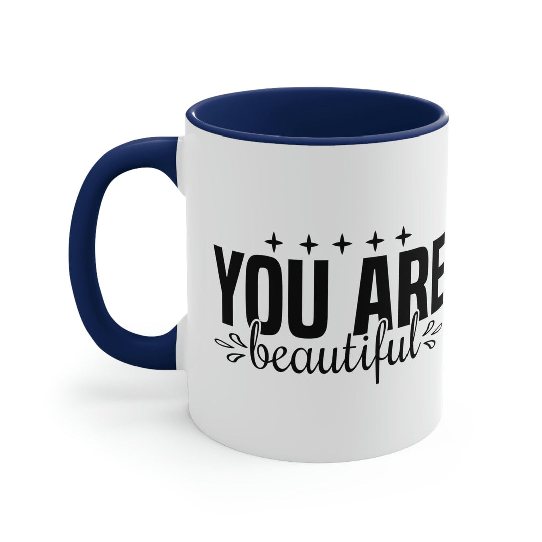 Two-tone Accent Ceramic Mug 11oz You Are Beautiful Inspiration Affirmation