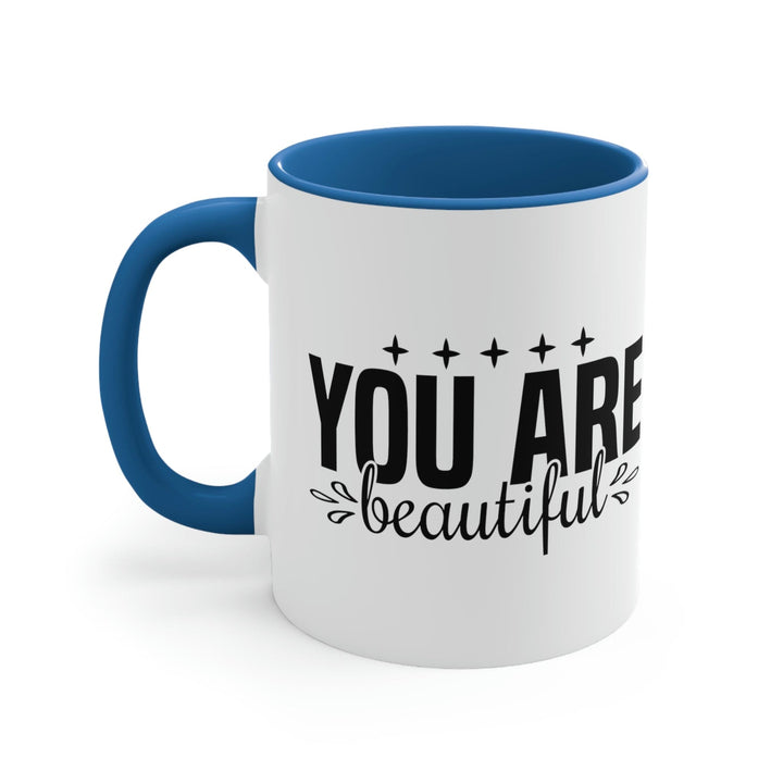 Two-tone Accent Ceramic Mug 11oz You Are Beautiful Inspiration Affirmation