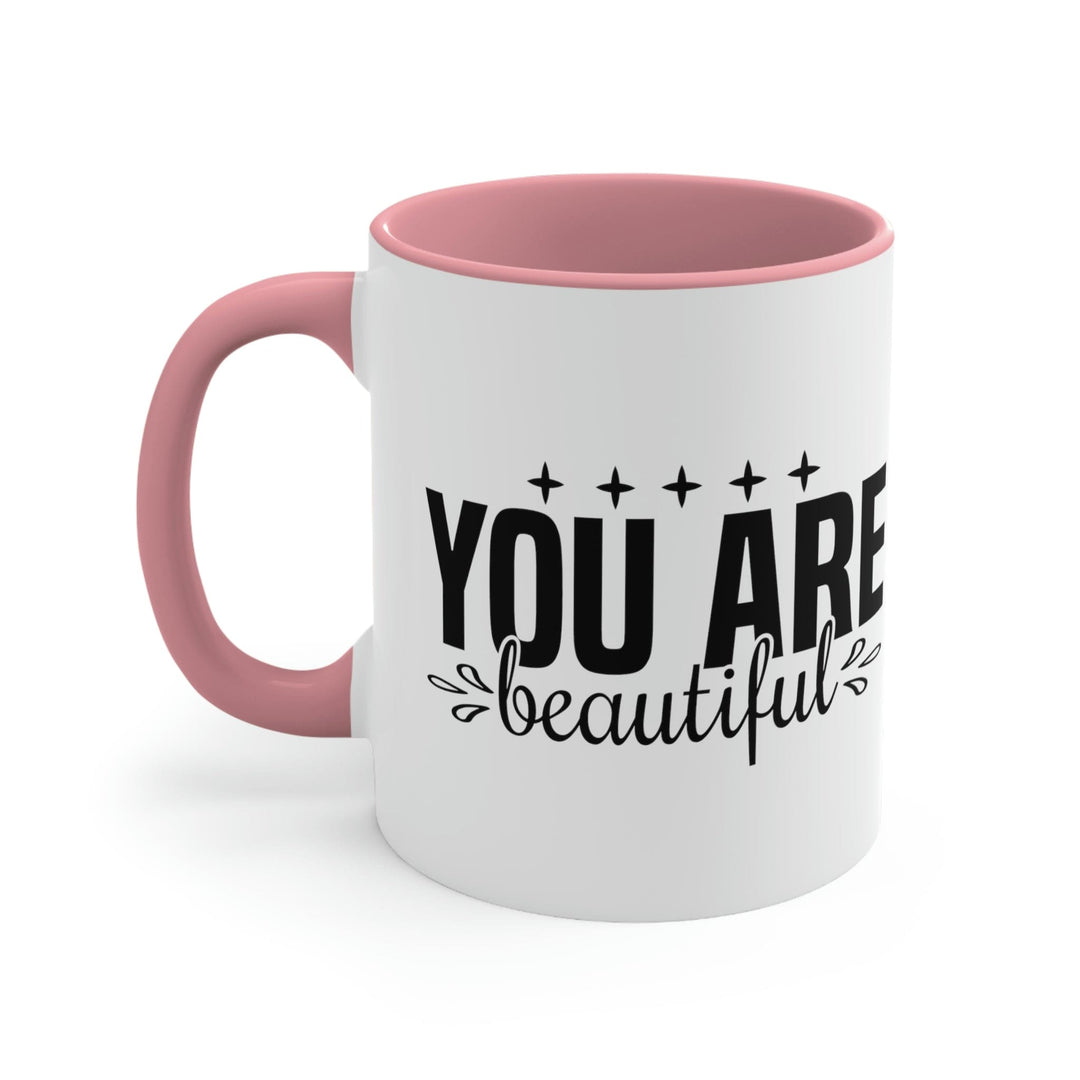 Two-tone Accent Ceramic Mug 11oz You Are Beautiful Inspiration Affirmation