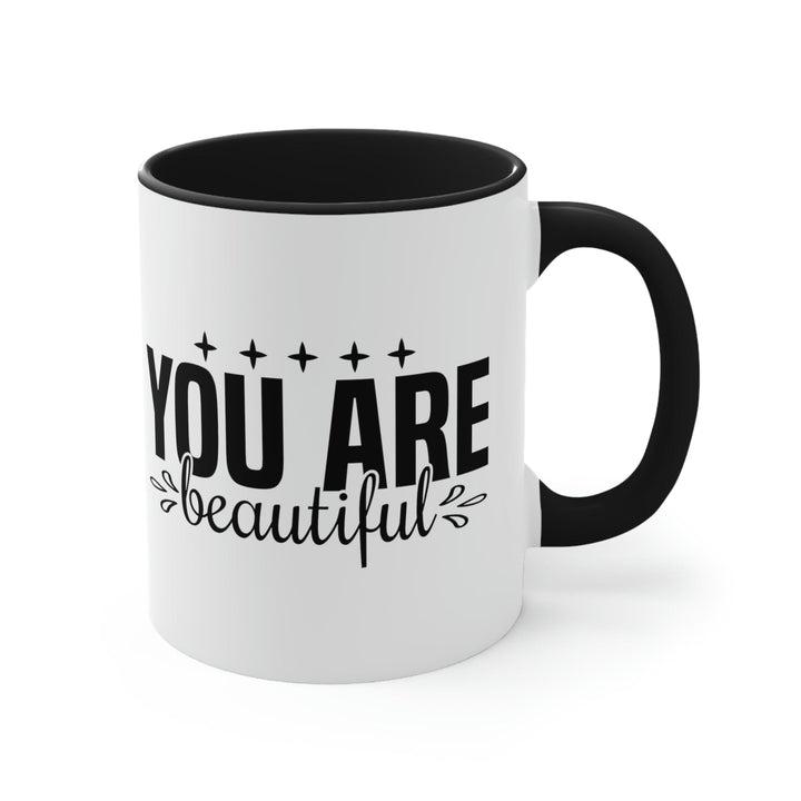 Two-tone Accent Ceramic Mug 11oz You Are Beautiful Inspiration Affirmation