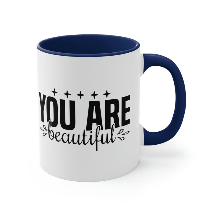 Two-tone Accent Ceramic Mug 11oz You Are Beautiful Inspiration Affirmation