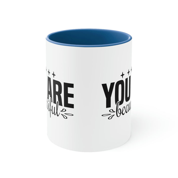 Two-tone Accent Ceramic Mug 11oz You Are Beautiful Inspiration Affirmation