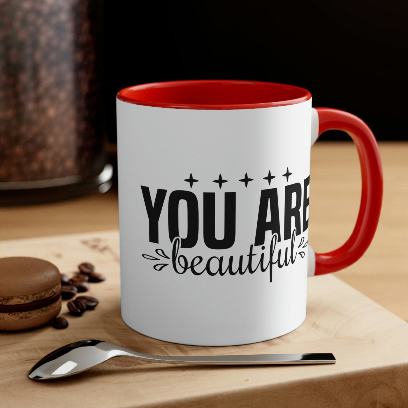 Two-tone Accent Ceramic Mug 11oz You Are Beautiful Inspiration Affirmation