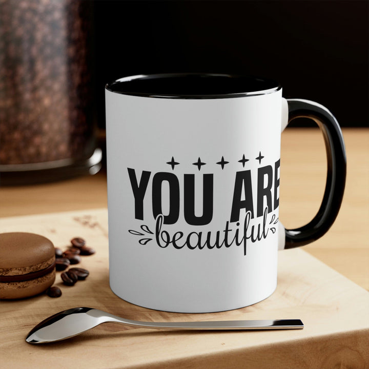 Two-tone Accent Ceramic Mug 11oz You Are Beautiful Inspiration Affirmation