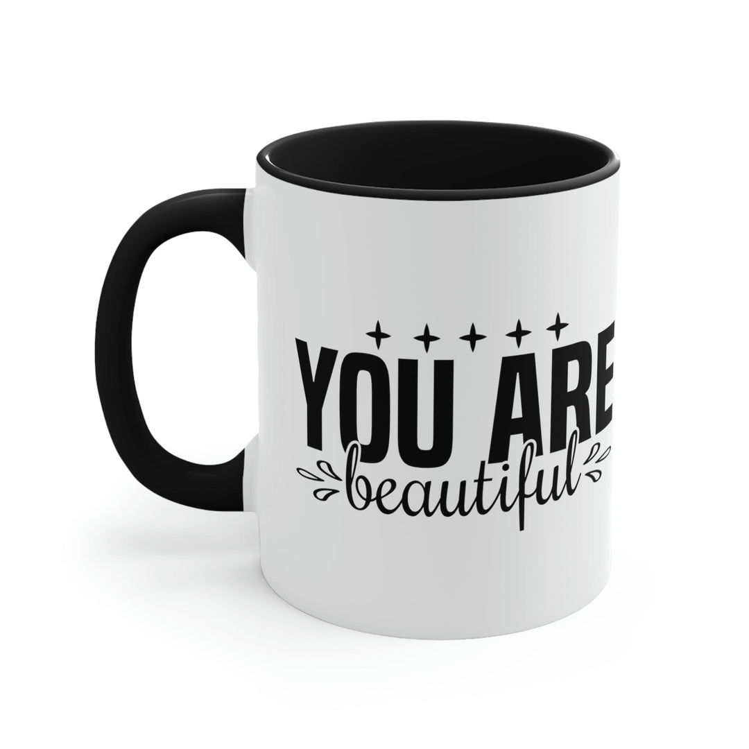 Two-tone Accent Ceramic Mug 11oz You Are Beautiful Inspiration Affirmation