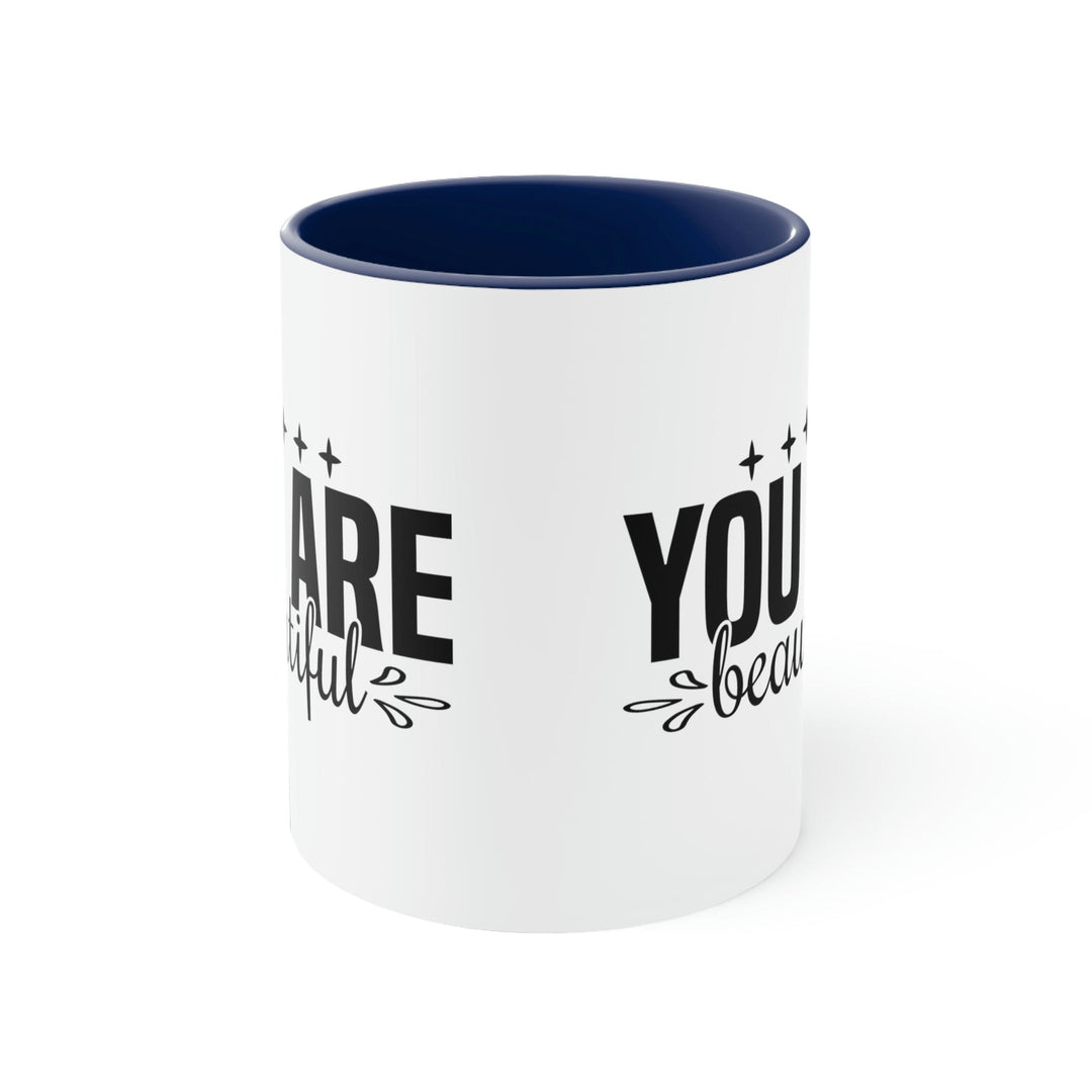 Two-tone Accent Ceramic Mug 11oz You Are Beautiful Inspiration Affirmation