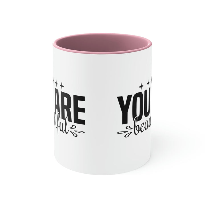 Two-tone Accent Ceramic Mug 11oz You Are Beautiful Inspiration Affirmation