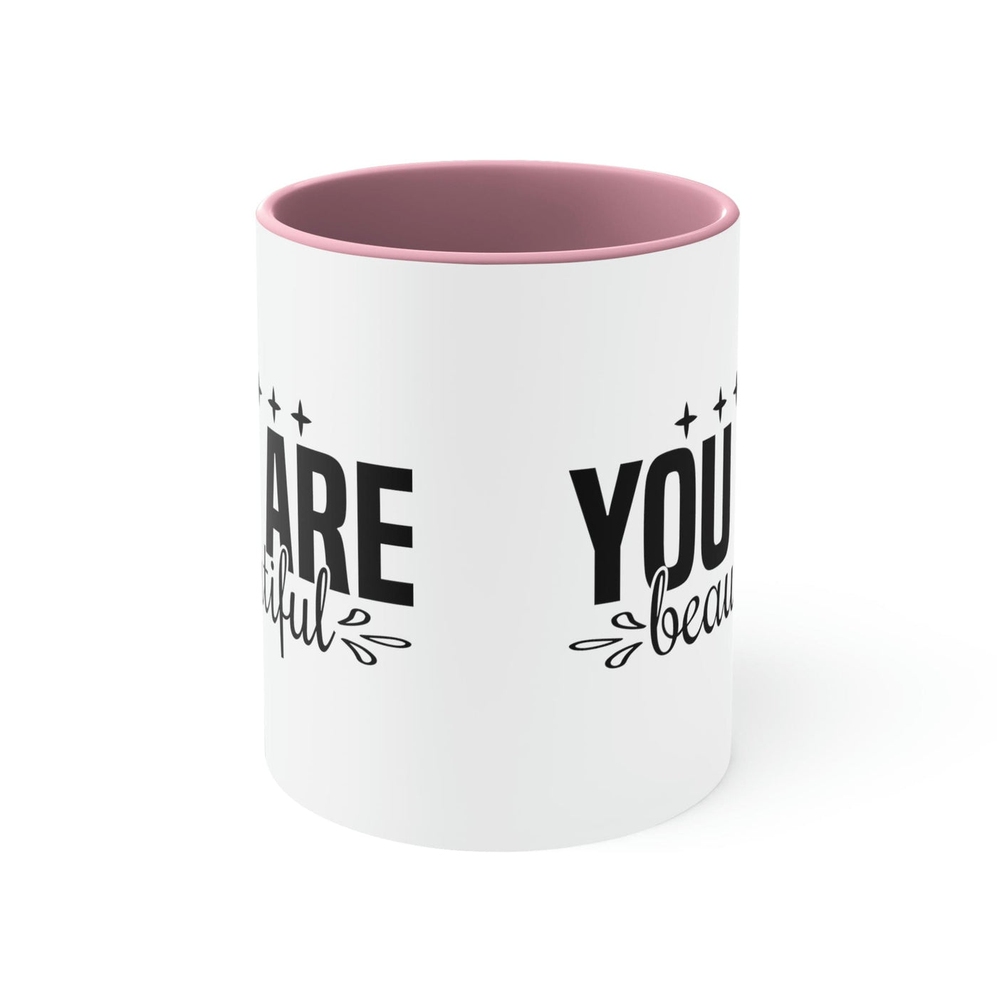 Two-tone Accent Ceramic Mug 11oz You Are Beautiful Inspiration Affirmation