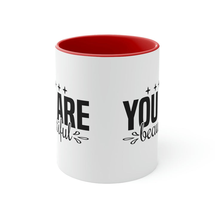 Two-tone Accent Ceramic Mug 11oz You Are Beautiful Inspiration Affirmation