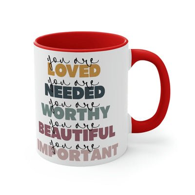 Two-tone Accent Ceramic Mug 11oz You Are Loved Inspiration Affirmation