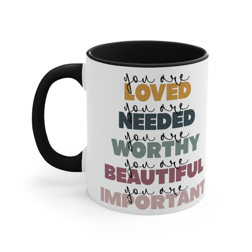 Two-tone Accent Ceramic Mug 11oz you are Loved Inspiration Affirmation