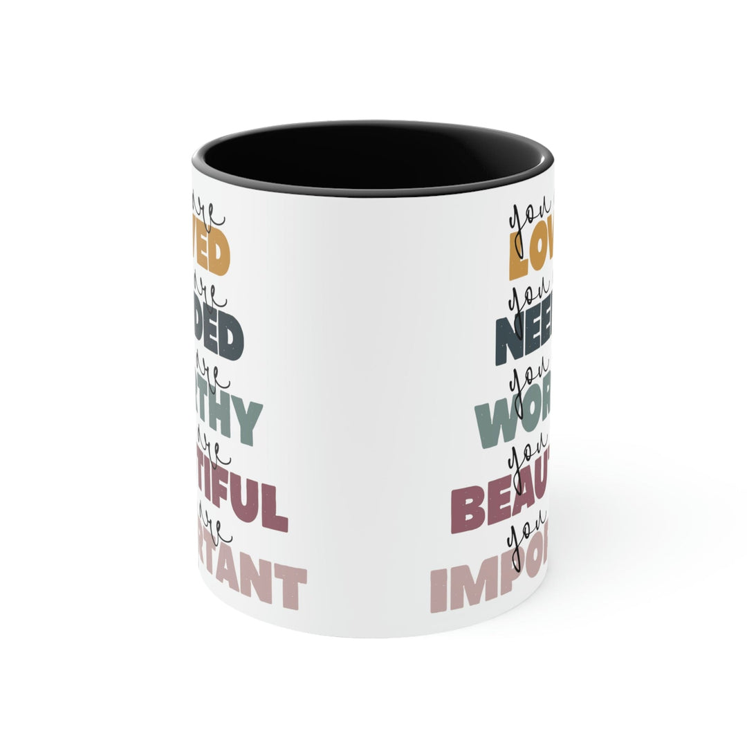 Two-tone Accent Ceramic Mug 11oz you are Loved Inspiration Affirmation