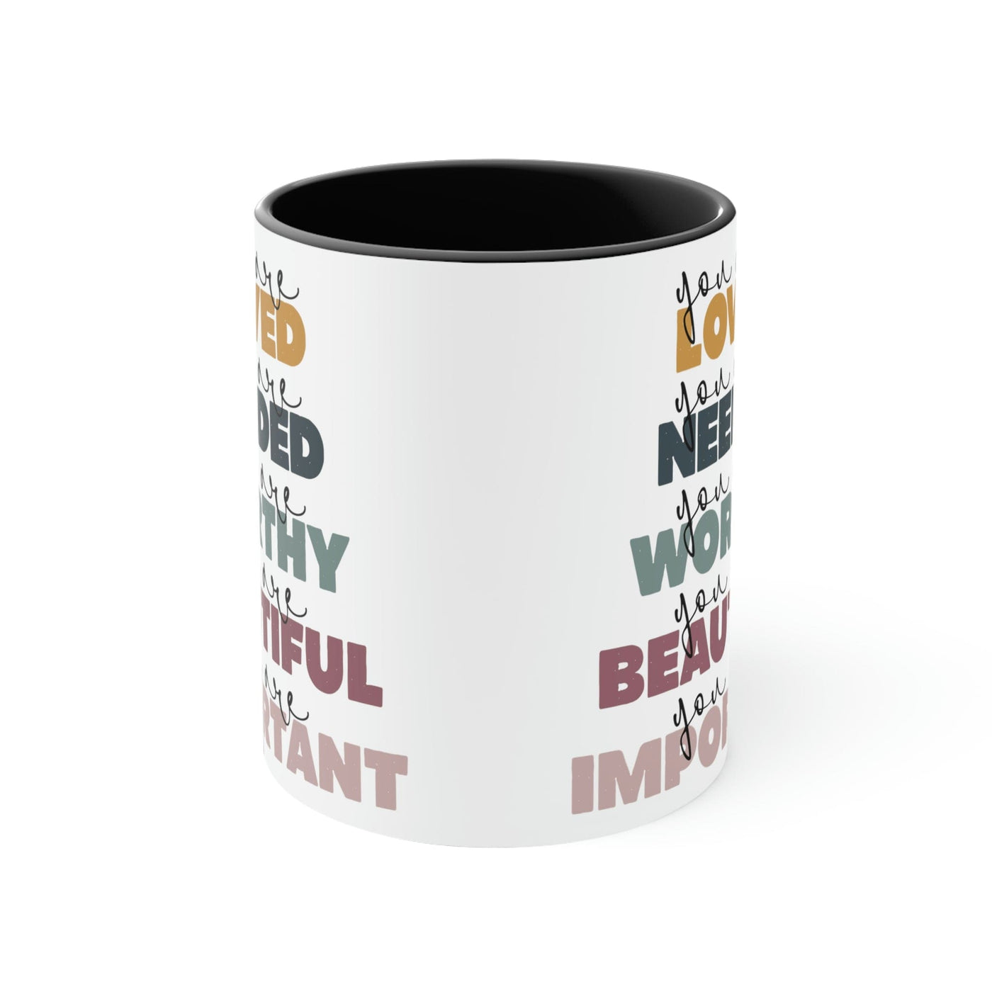Two-tone Accent Ceramic Mug 11oz You Are Loved Inspiration Affirmation