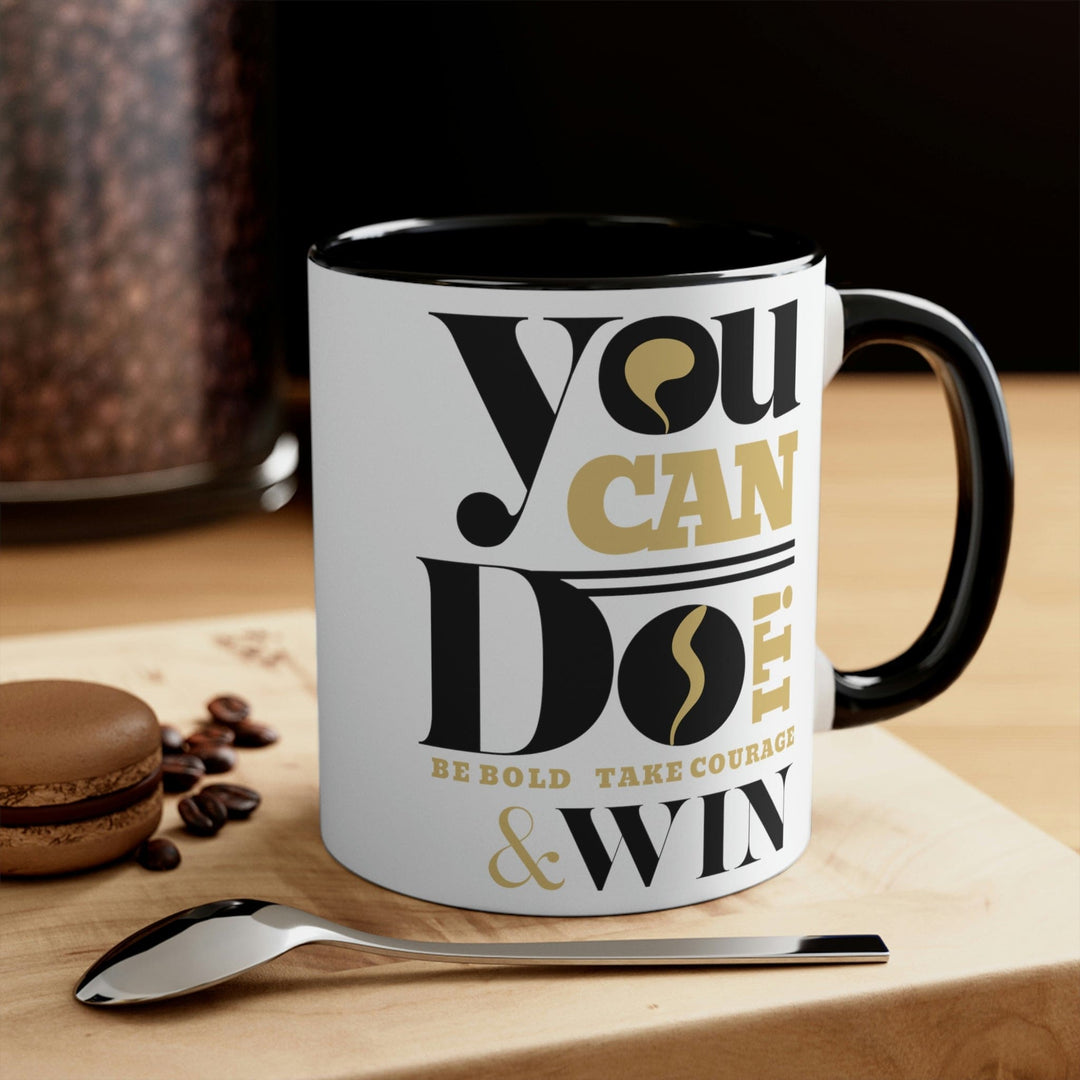 Two-tone Accent Ceramic Mug 11oz you can do it be Bold Illustration