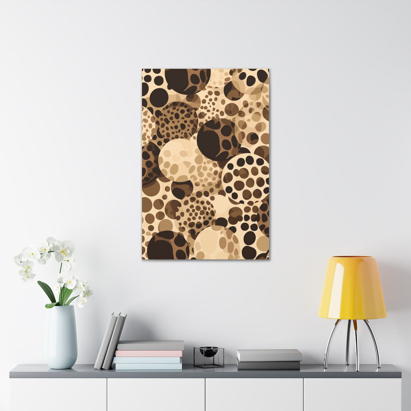 Wall Art Decor Canvas Print Artwork Beige And Brown Leopard Spots Illustration