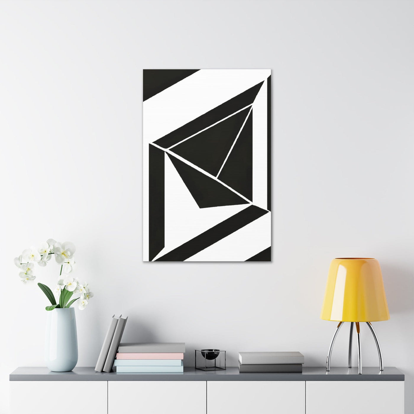 Wall Art Decor Canvas Print Artwork Black And White Geometric Pattern - Canvas