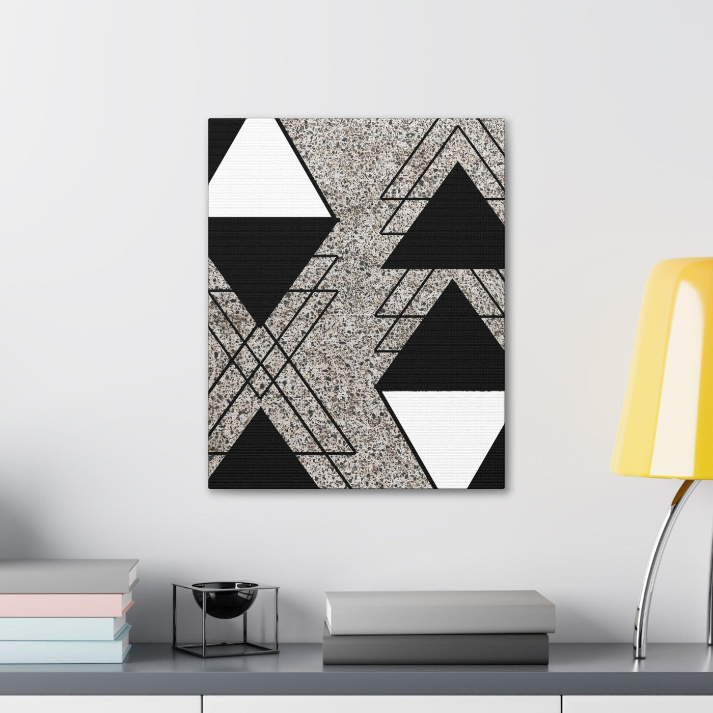 Wall Art Decor Canvas Print Artwork Black And White Triangular Colorblock