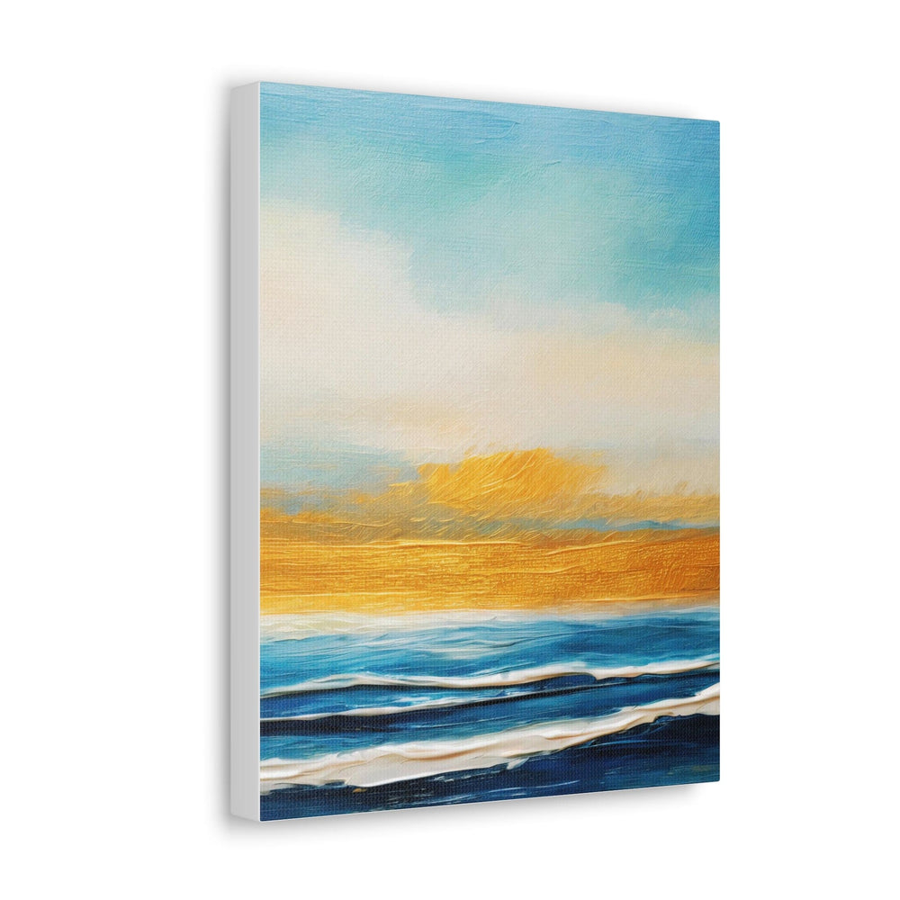 Wall Art Decor Canvas Print Artwork Blue Ocean Golden Sunset Print - Decorative