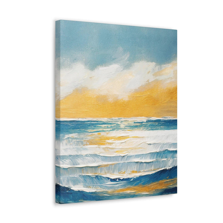 Wall Art Decor Canvas Print Artwork Blue Ocean Golden Sunset - Decorative