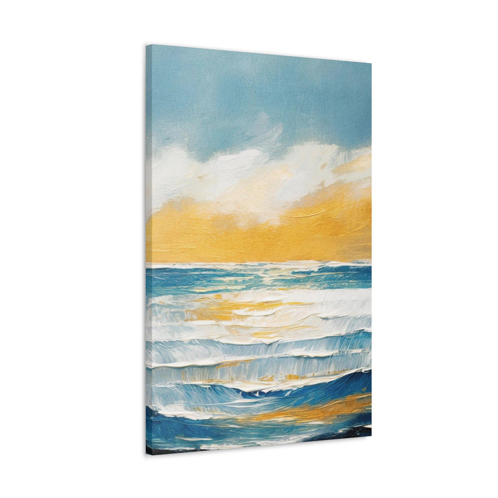 Wall Art Decor Canvas Print Artwork Blue Ocean Golden Sunset - Decorative
