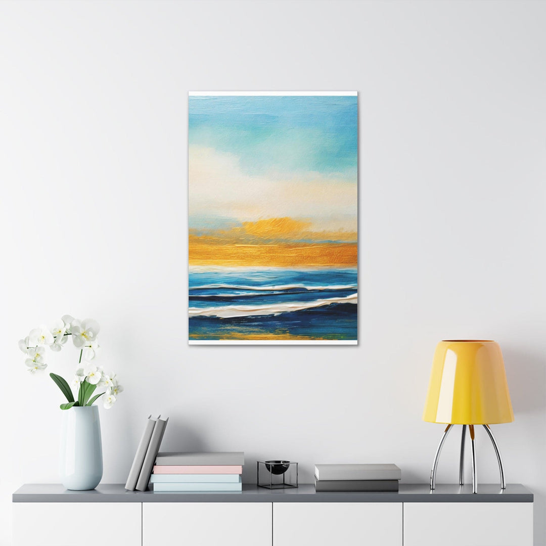 Wall Art Decor Canvas Print Artwork Blue Ocean Golden Sunset Print - Decorative