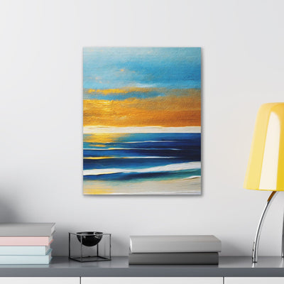 Wall Art Decor Canvas Print Artwork Blue Ocean Golden Sunset