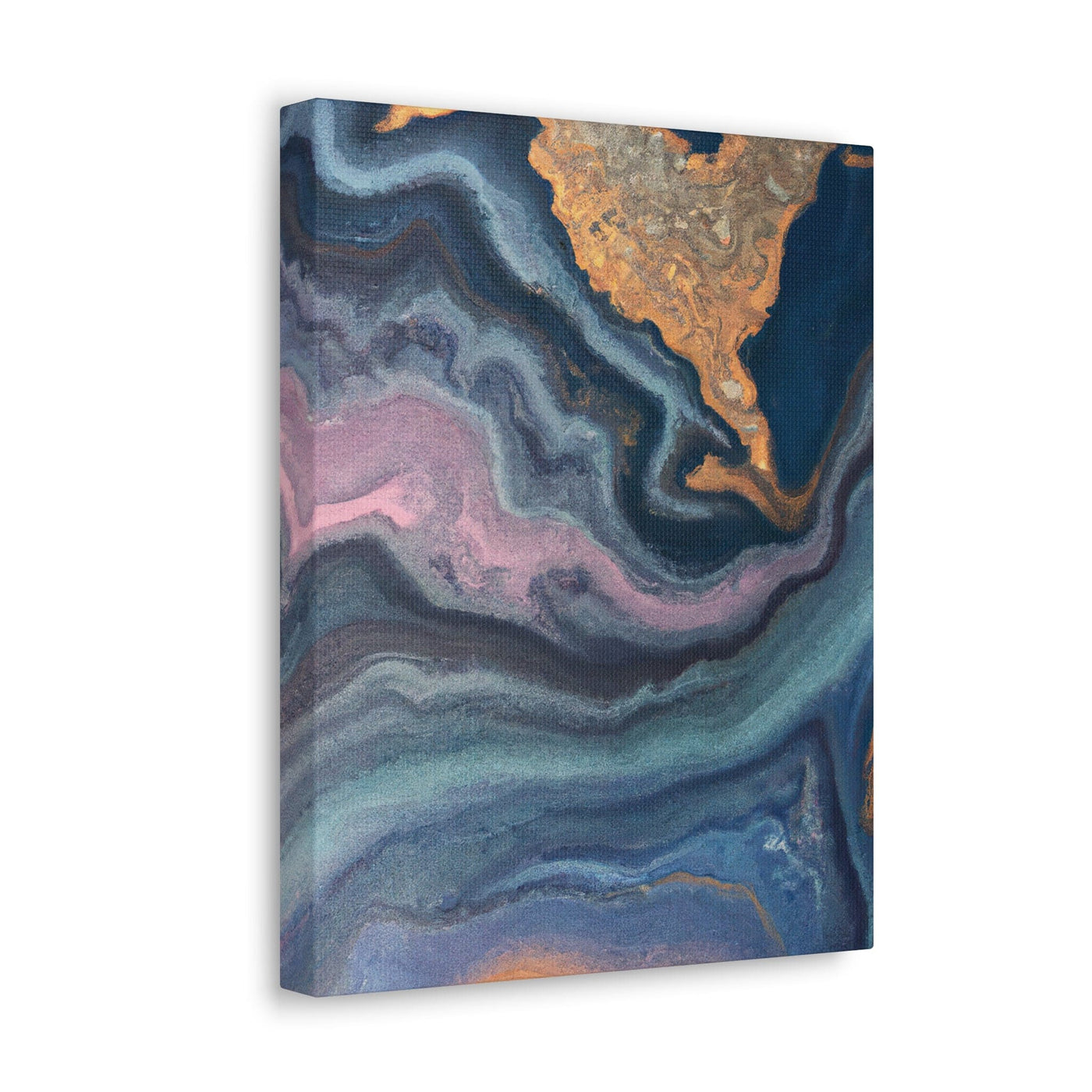 Wall Art Decor Canvas Print Artwork Blue Pink Gold Abstract Marble Swirl