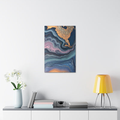 Wall Art Decor Canvas Print Artwork Blue Pink Gold Abstract Marble Swirl