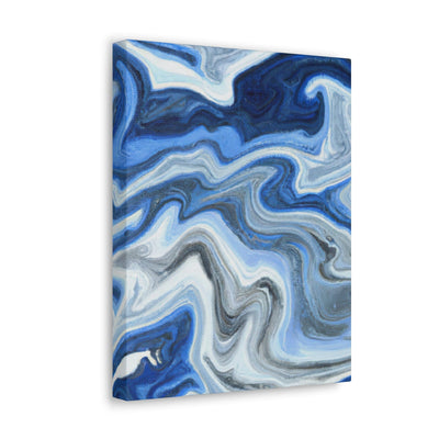 Wall Art Decor Canvas Print Artwork Blue White Grey Marble Pattern - Canvas