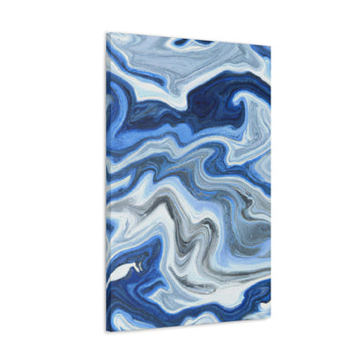 Wall Art Decor Canvas Print Artwork Blue White Grey Marble Pattern - Canvas