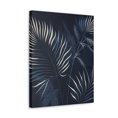 Wall Art Decor Canvas Print Artwork Blue White Palm Leaves - Canvas