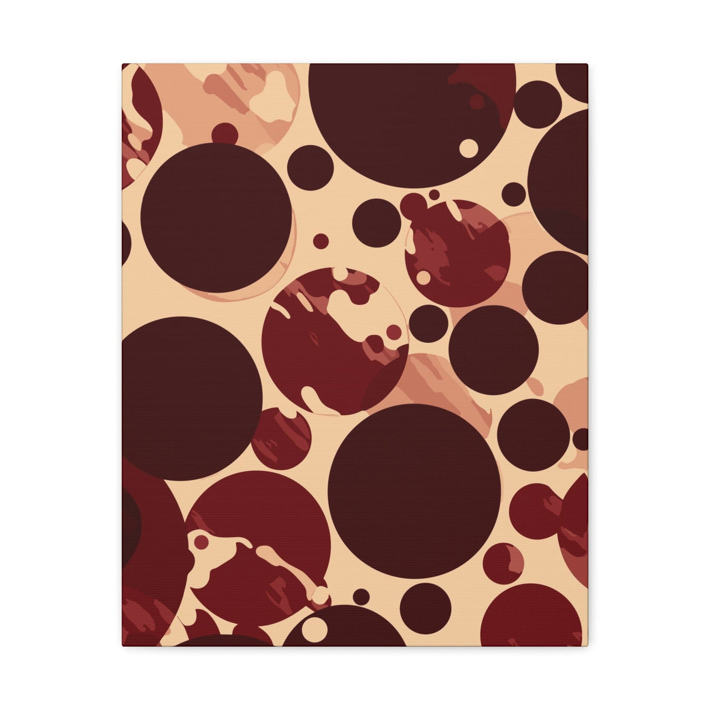 Wall Art Decor Canvas Print Artwork Burgundy And Beige Circular Spotted